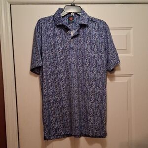 Stylish Fish Print Donald Ross Sport Polo Shirt